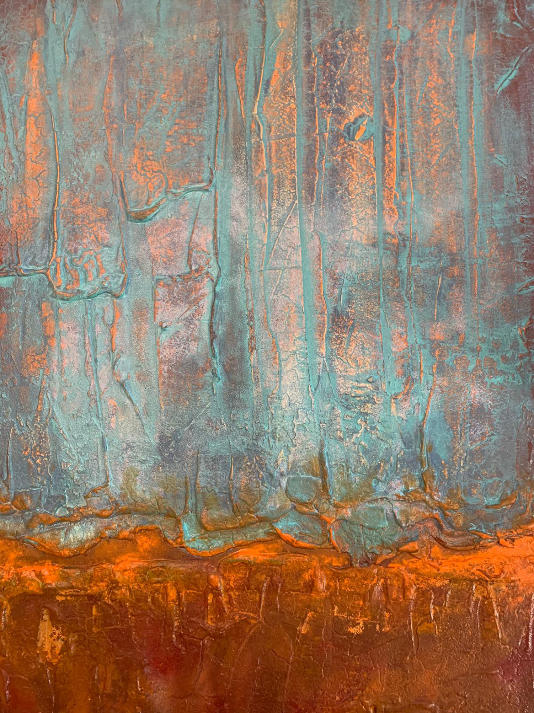 Vendita online opera astratta dal titolo "Cryined Copper" realizzata dall'artista contemporanea Laura Mancarella
